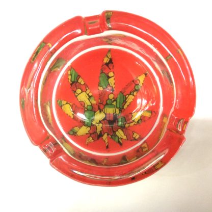 cendrier ronds en verre feuilles B