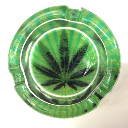 cendrier ronds en verre feuilles E