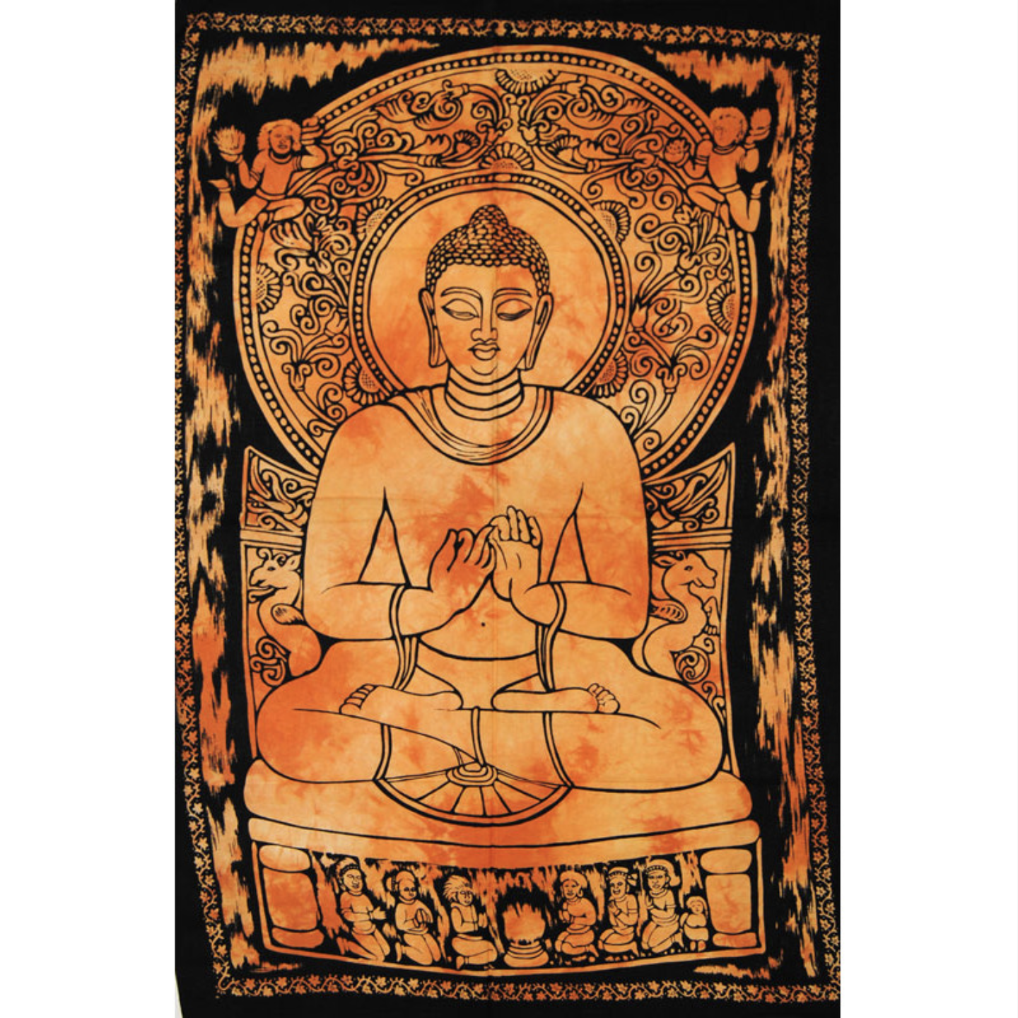 Tenture Bouddha orange et noir