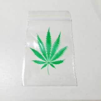 Pochons M transparents décorés cannabis